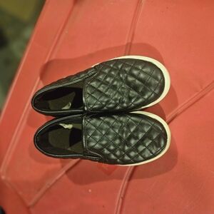 Black Quilted Slip-On Sneakers